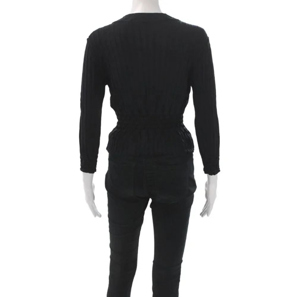 Tory Burch Women Cardigan Black Long Sleeve Round Neck Size XS
